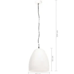 vidaXL Iluminación-Lámpara colgante industrial redonda 25 W blanca 42 cm E27