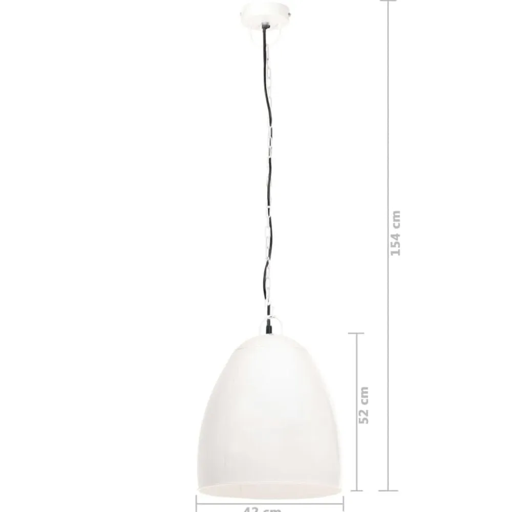 vidaXL Iluminación-Lámpara colgante industrial redonda 25 W blanca 42 cm E27