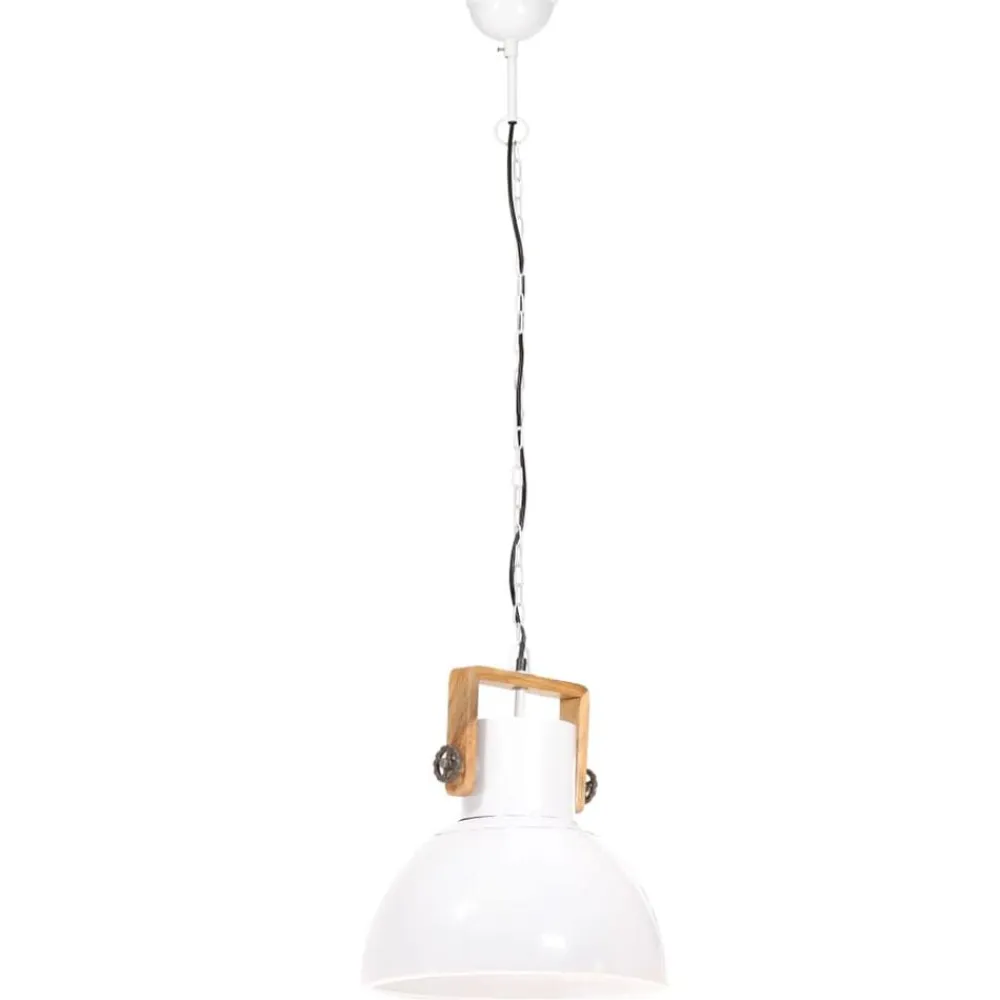 vidaXL Iluminación-Lámpara colgante industrial 25 W blanca redonda 40 cm E27