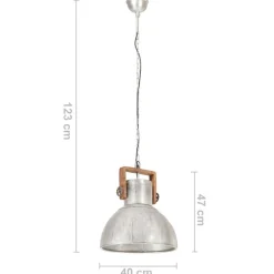 vidaXL Lámpara colgante industrial 25 W plateada redonda 40 cm E27 Plateado New