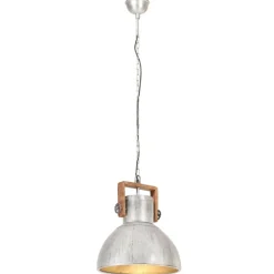 vidaXL Lámpara colgante industrial 25 W plateada redonda 40 cm E27 Plateado New