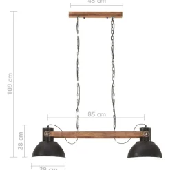 vidaXL Iluminación-Lámpara colgante industrial 25 W negra 109 cm E27