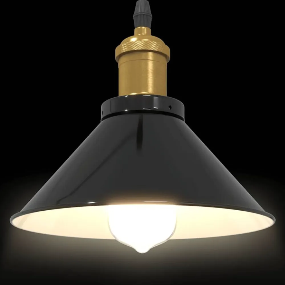 vidaXL Lámpara colgante regulable en altura E27 Ø 22cm Negro brillante Online