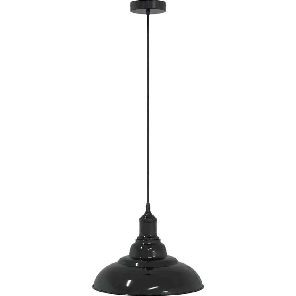 vidaXL Lámpara colgante regulable en altura E27 Ø 31cm Negro brillante Outlet