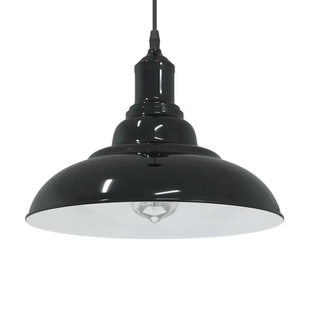 vidaXL Lámpara colgante regulable en altura E27 Ø 31cm Negro brillante Outlet