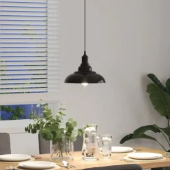 vidaXL Lámpara colgante regulable en altura E27 Ø 31cm Negro brillante Outlet