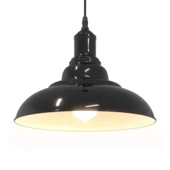 vidaXL Lámpara colgante regulable en altura E27 Ø 31cm Negro brillante Outlet