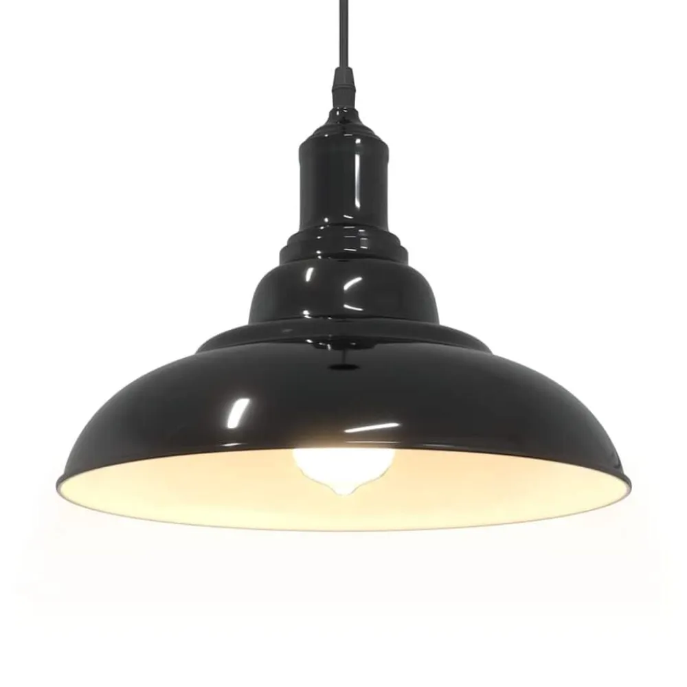 vidaXL Lámpara colgante regulable en altura E27 Ø 31cm Negro brillante Outlet
