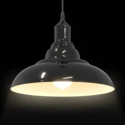 vidaXL Lámpara colgante regulable en altura E27 Ø 31cm Negro brillante Outlet