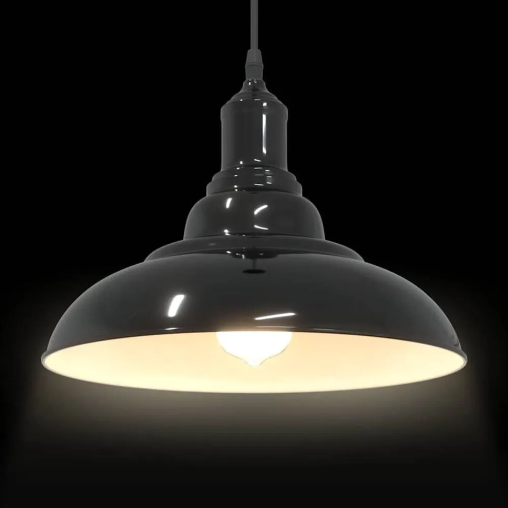 vidaXL Lámpara colgante regulable en altura E27 Ø 31cm Negro brillante Outlet