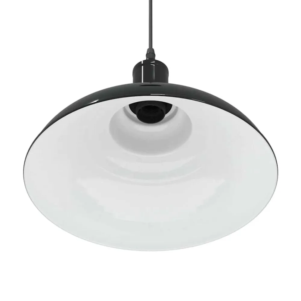 vidaXL Lámpara colgante regulable en altura E27 Ø 31cm Negro brillante Outlet
