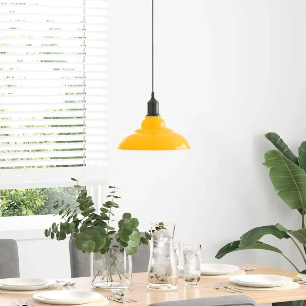 vidaXL Lámpara colgante regulable altura E27 Ø 31cm Amarillo brillante