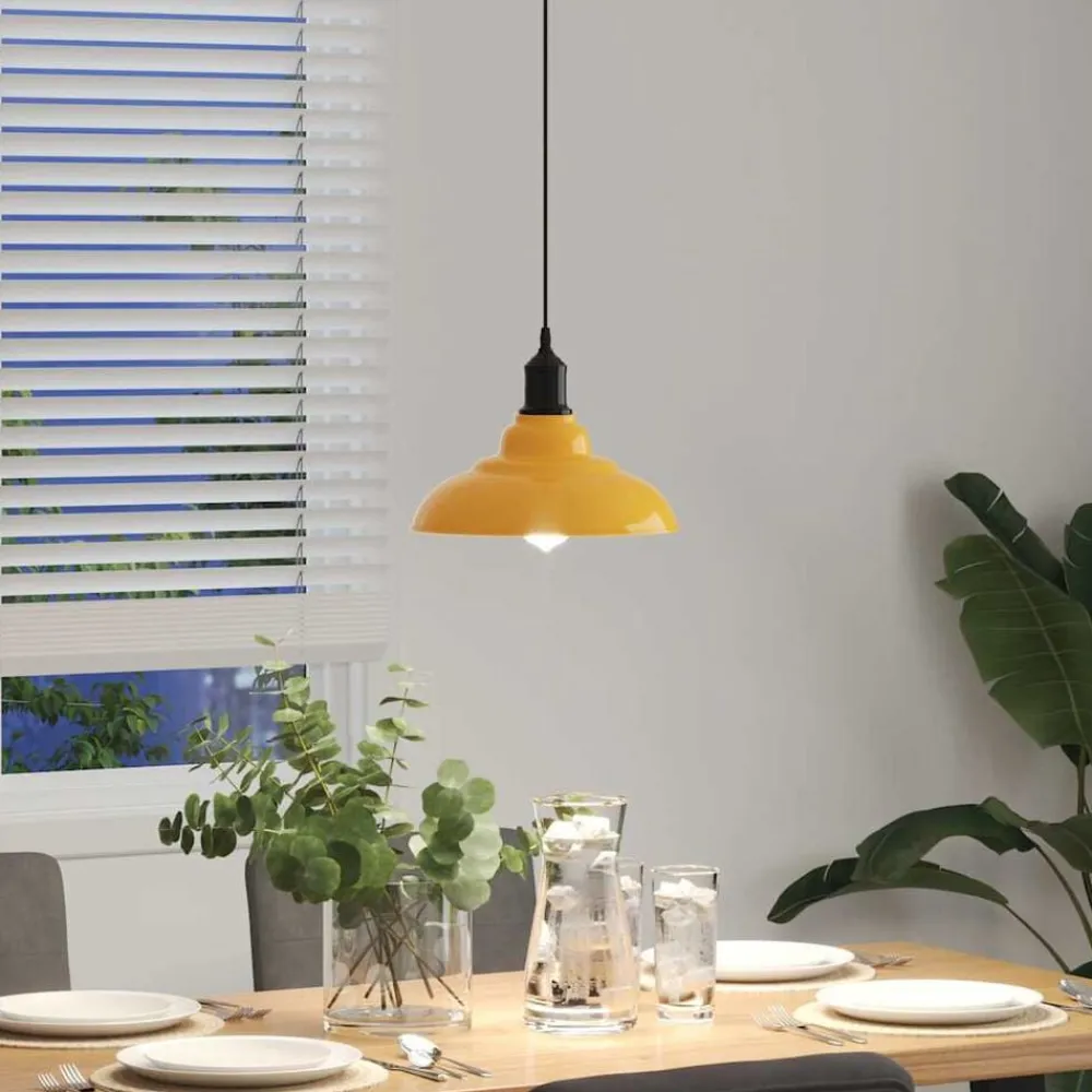 vidaXL Lámpara colgante regulable altura E27 Ø 31cm Amarillo brillante