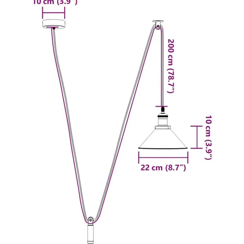 vidaXL Iluminación-Lámpara colgante regulable altura E27 naranja brillante Ø 22cm