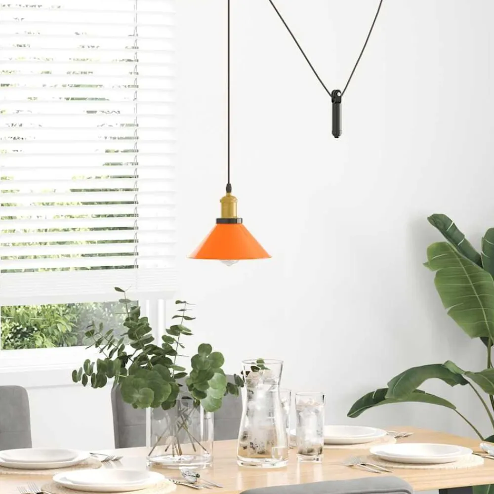 vidaXL Iluminación-Lámpara colgante regulable altura E27 naranja brillante Ø 22cm
