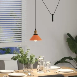vidaXL Iluminación-Lámpara colgante regulable altura E27 naranja brillante Ø 22cm