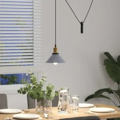 vidaXL Iluminación-Lámpara colgante regulable en altura E27 Ø 22cm