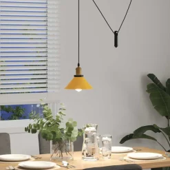 vidaXL Lámpara colgante regulable altura E27 Ø 22cm Amarillo brillante Sale