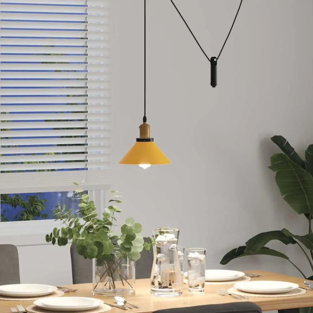 vidaXL Lámpara colgante regulable altura E27 Ø 22cm Amarillo brillante Sale
