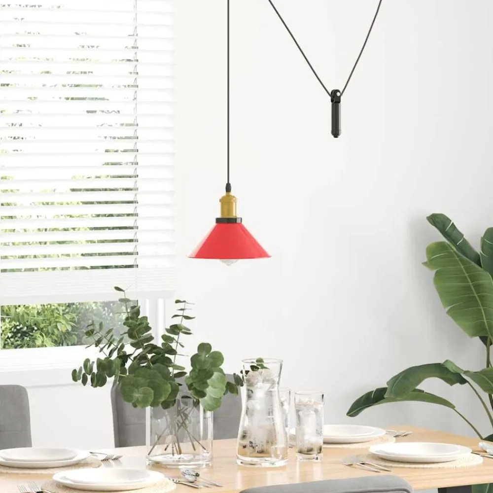 vidaXL Lámpara colgante regulable en altura E27 Ø 22cm Rojo brillante Best