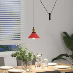 vidaXL Lámpara colgante regulable en altura E27 Ø 22cm Rojo brillante Best