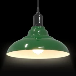 vidaXL Lámpara colgante regulable en altura E27 Ø 31cm Verde brillante Online