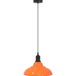 vidaXL Lámpara colgante regulable altura E27 naranja brillante Ø 31cm Naranja brilante Hot