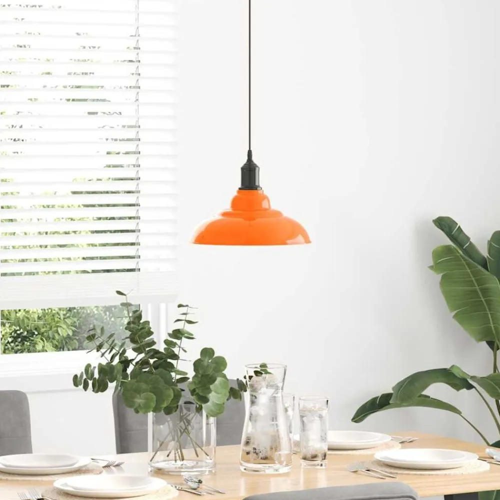 vidaXL Lámpara colgante regulable altura E27 naranja brillante Ø 31cm Naranja brilante Hot