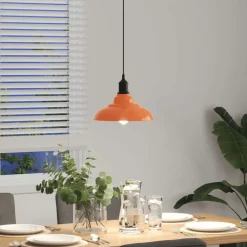 vidaXL Lámpara colgante regulable altura E27 naranja brillante Ø 31cm Naranja brilante Hot