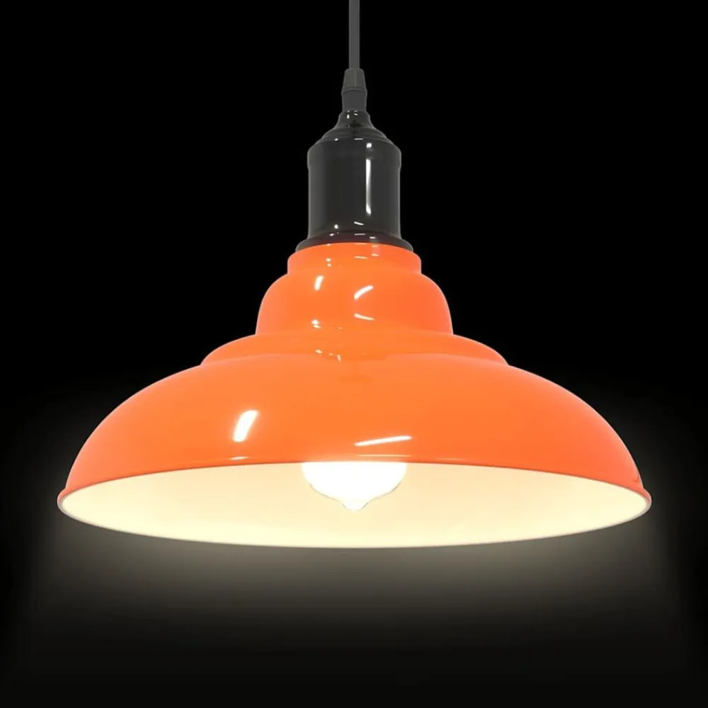 vidaXL Lámpara colgante regulable altura E27 naranja brillante Ø 31cm Naranja brilante Hot