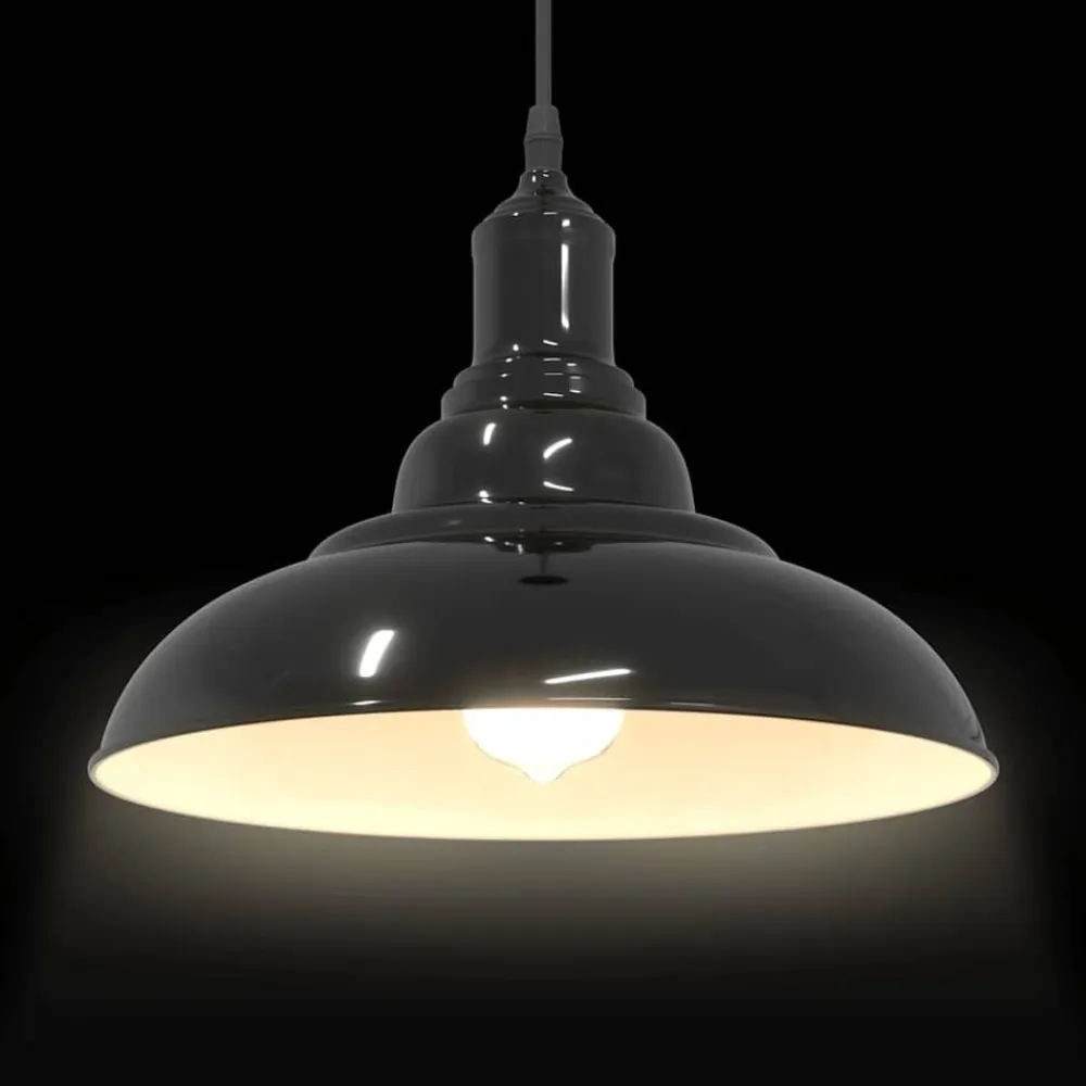 vidaXL Iluminación-Lámpara colgante regulable en altura E27 oscuro brillante Ø31cm