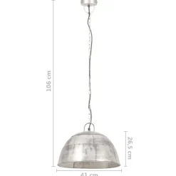 vidaXL Lámpara colgante vintage 25 W plateada redonda 41 cm E27 Plateado Clearance