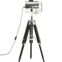 vidaXL Iluminación-Lámpara con trípode de suelo madera maciza mango 69 cm
