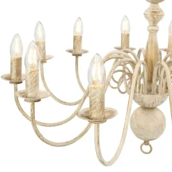vidaXL Lámpara de araña antiguo 12 bombillas E14 Blanco Discount