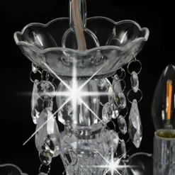 vidaXL Lámpara de araña con cuentas de cristal redonda 5xE14 Plateado Sale