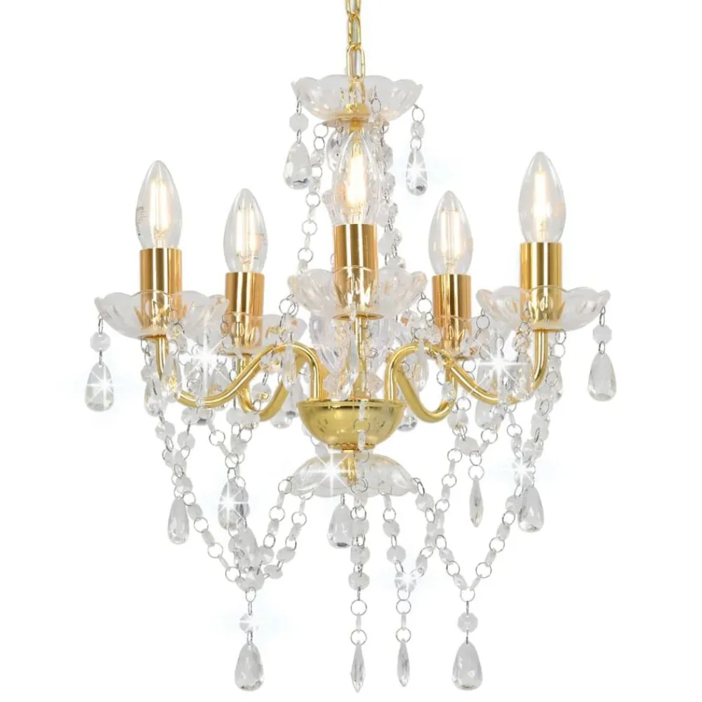 vidaXL Iluminación-Lámpara de araña con cuentas de cristal redonda 5 x E14