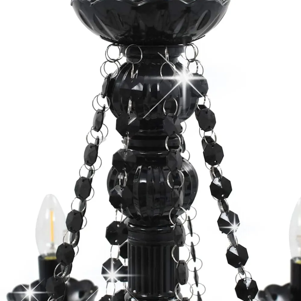 vidaXL Iluminación-Lámpara de araña con cuentas negra con 8 bombillas E14