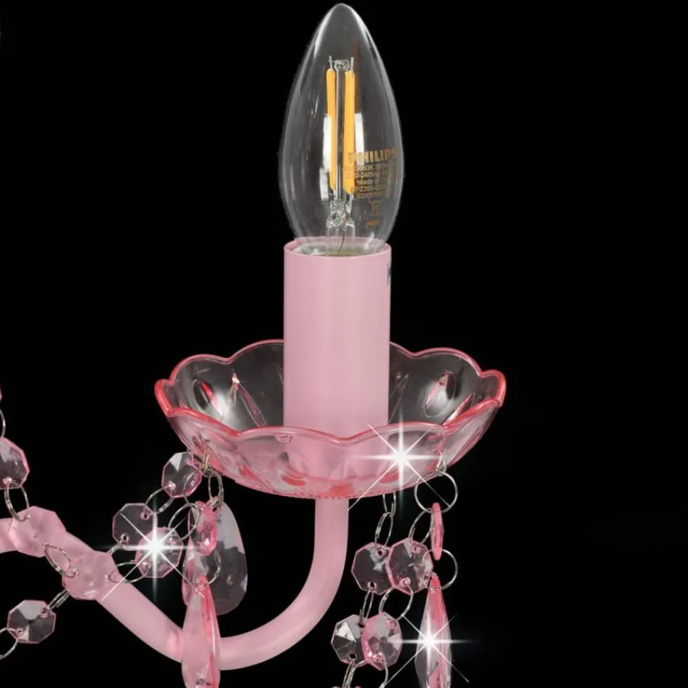 vidaXL Iluminación-Lámpara de araña con cuentas redonda 3 x E14