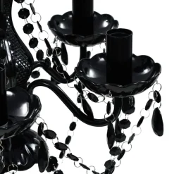 vidaXL Iluminación-Lámpara de araña de cristal 5 bombillas negra