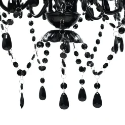 vidaXL Iluminación-Lámpara de araña de cristal 5 bombillas negra