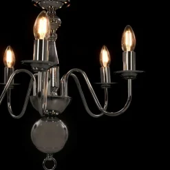 vidaXL Iluminación-Lámpara de araña plateada con 5 bombillas E14