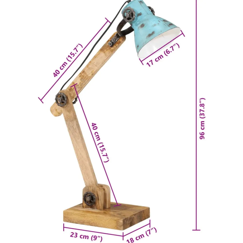 vidaXL Iluminación-Lámpara de escritorio desgastado 25 W E27 23x18x96 cm