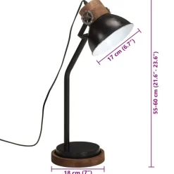 vidaXL Lámpara de escritorio negra 25 W E27 18x18x60 cm Negro