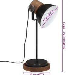 vidaXL Lámpara de escritorio negra 25 W E27 17x17x50 cm Negro Best