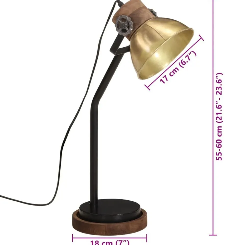 vidaXL Iluminación-Lámpara de escritorio latón vintage 25 W E27 18x18x60 cm