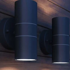 vidaXL Iluminación-Lámpara de exterior 2 uds acero ascendente/descendente