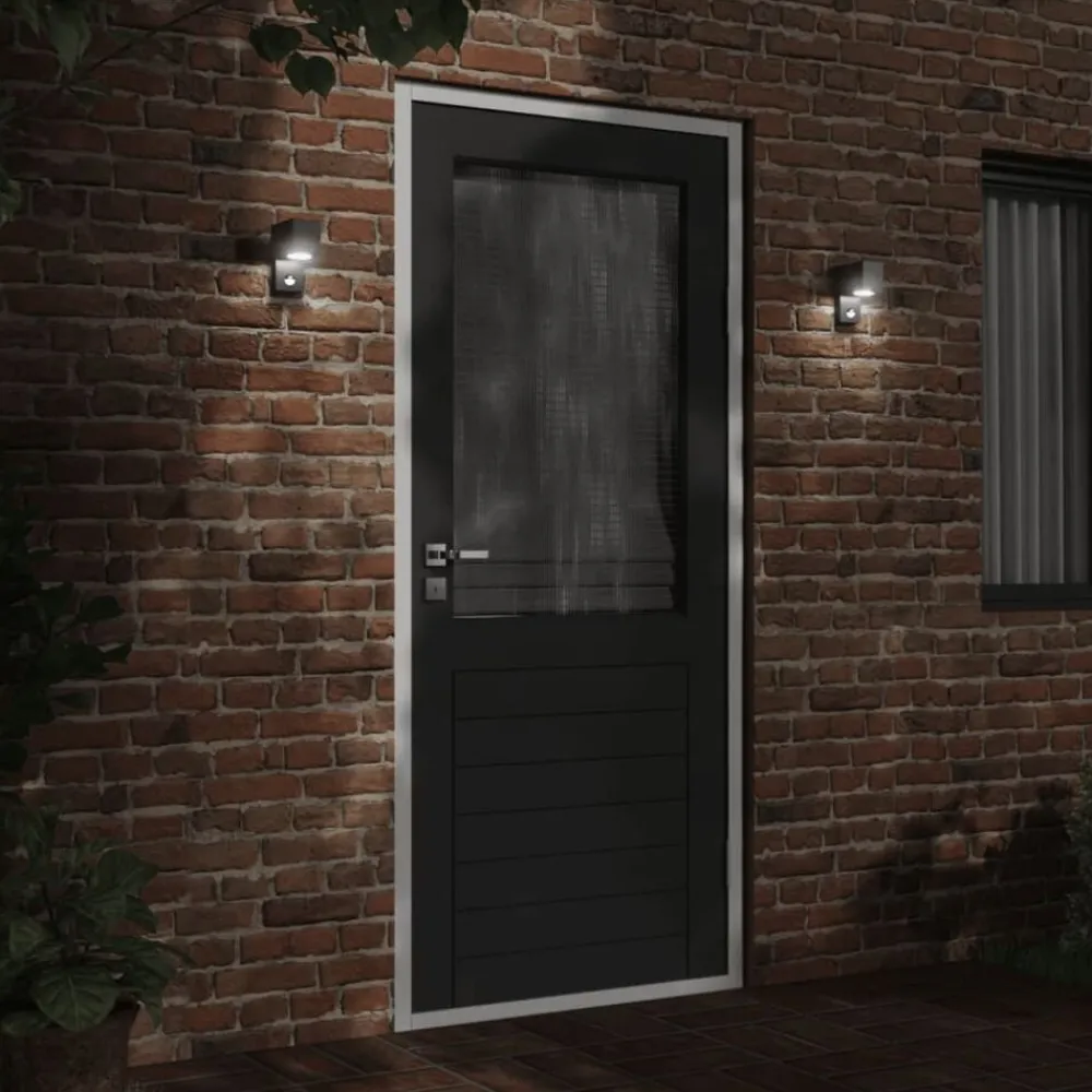 vidaXL Lámpara de exterior con sensor aluminio fundido a presión negro Clearance