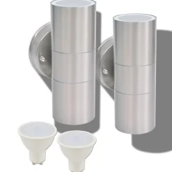 vidaXL Iluminación-Lámpara de exterior 2 uds acero ascendente/descendente