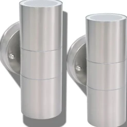 vidaXL Iluminación-Lámpara de exterior 2 uds acero ascendente/descendente