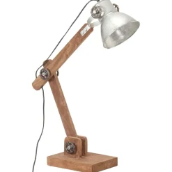 vidaXL Iluminación-Lámpara de mesa industrial plateada redonda 58x18x90 cm E27